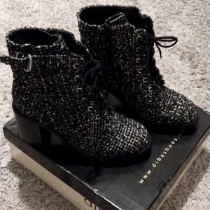 Diba Black Tweed Ankle Boots sz 10